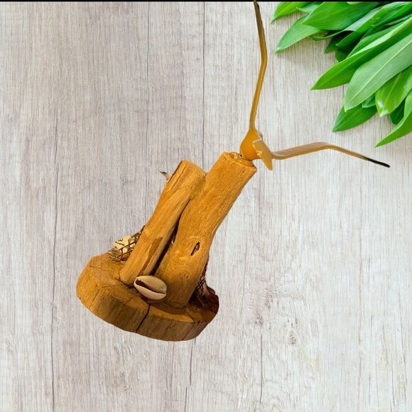 Seagulls Sculpture Wood Base & Sea Shells Vintage Made in the USA - Picture 6 of 10